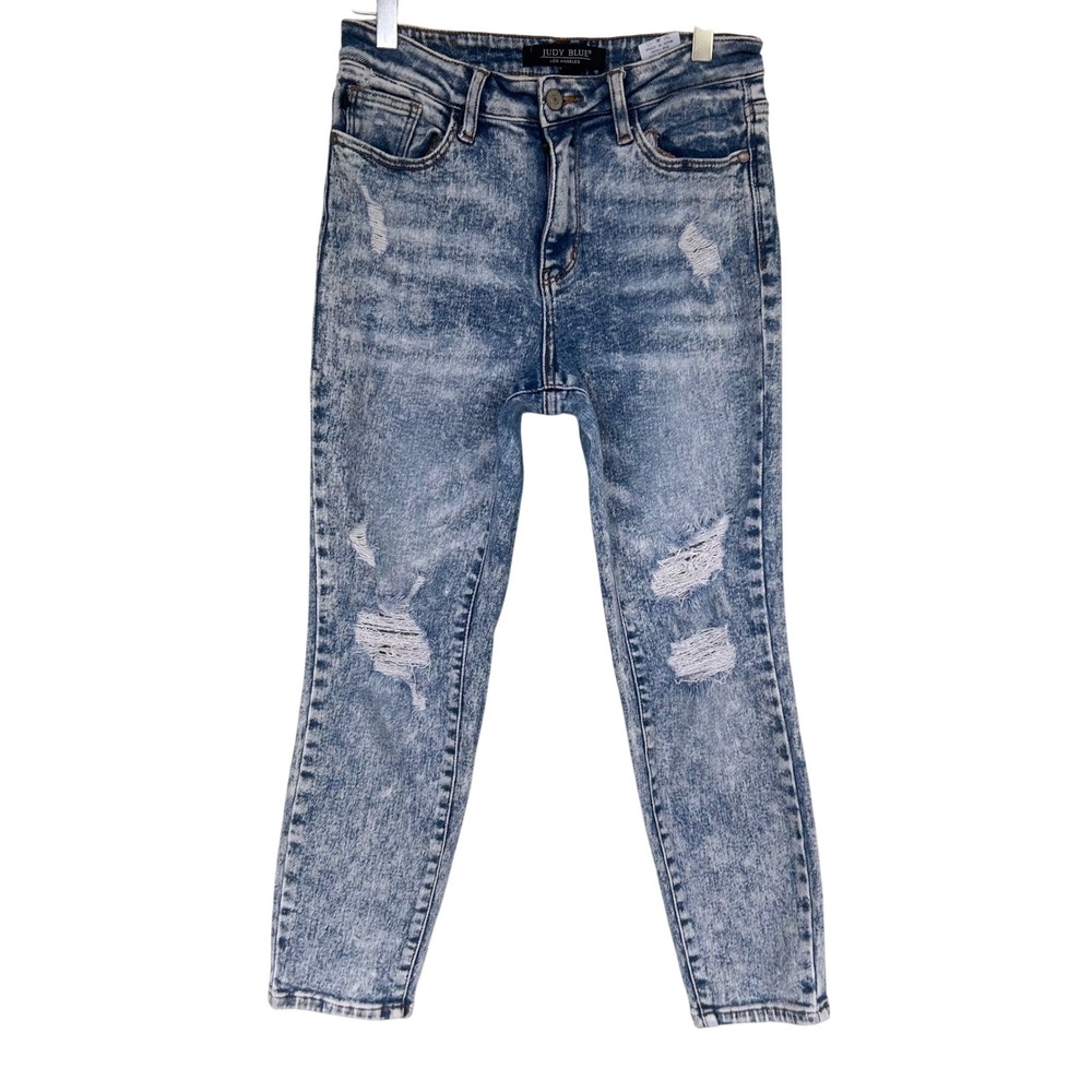 Judy Blue Skinny Jeans Womens 3/26 Blue Acid Wash Distressed High Rise JB88281
